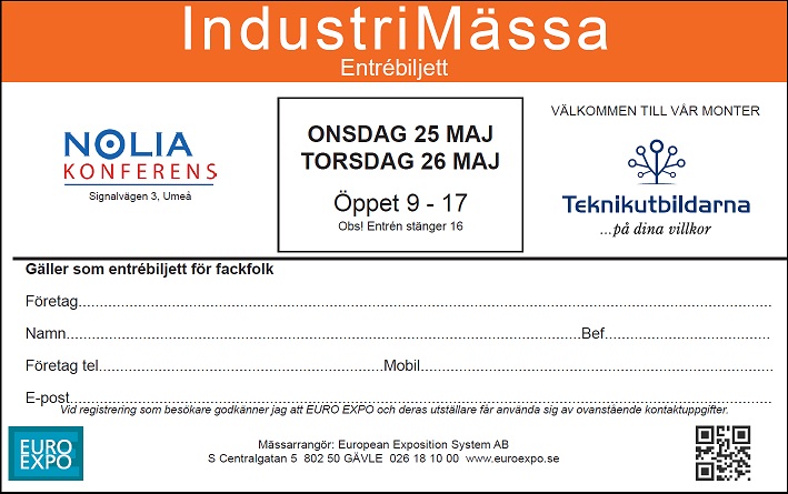 EuroExpo IndustriMässa 25-26 maj i Umeå - Biljett